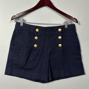 Banana Republic Navy Sailor Cotton Short with gold front buttons waist 33”